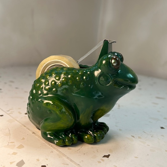 Office Vintage Frog Tape Dispenser Office Desk Decor Ceramic Green